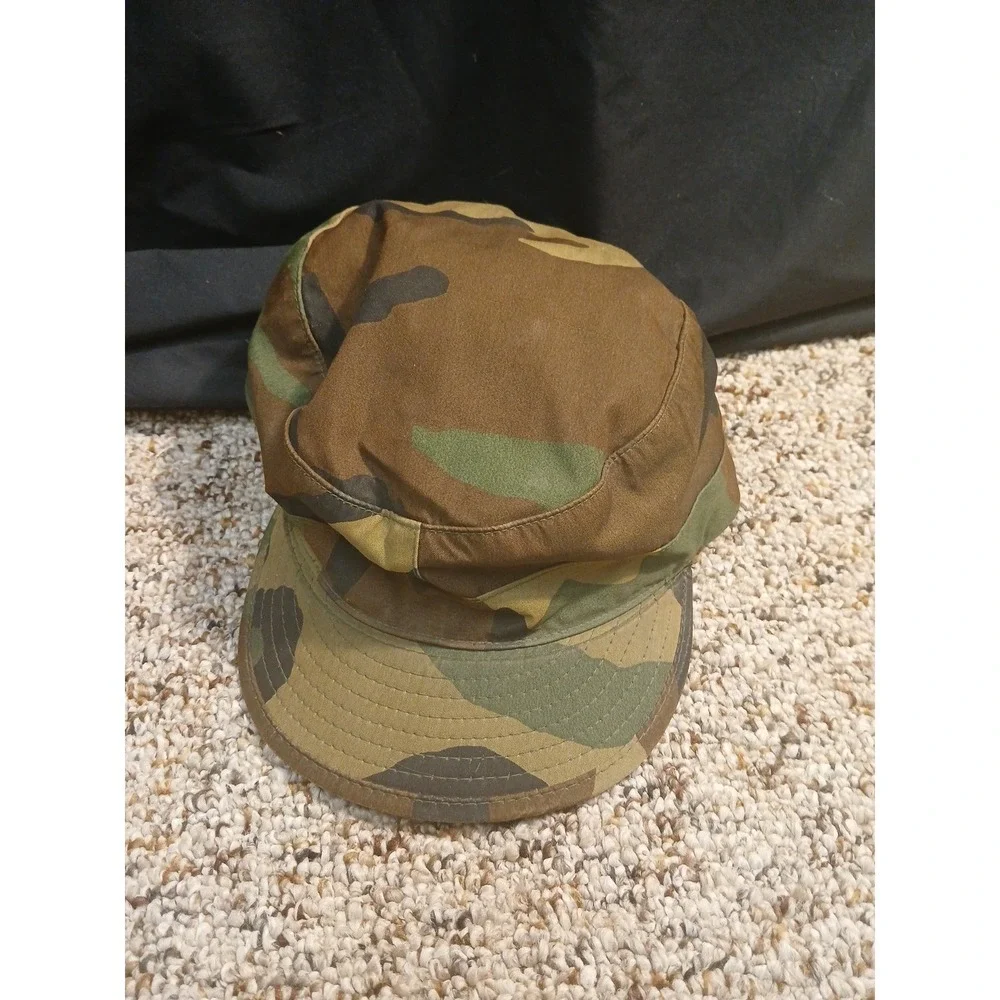 Vintage‎ Woodland Camo Field Hat Cap Camouflage Fitted Size 7 3/8 Atlas Headwear